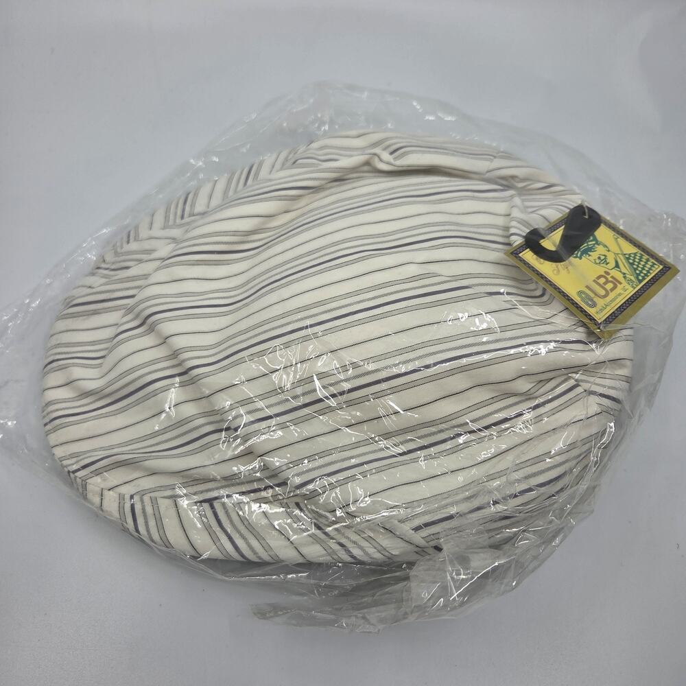 UBI Newsboy Cap Hat L/XL White Stripe Ivy Cabbie Driving Golf Flat Cap NWT M3396